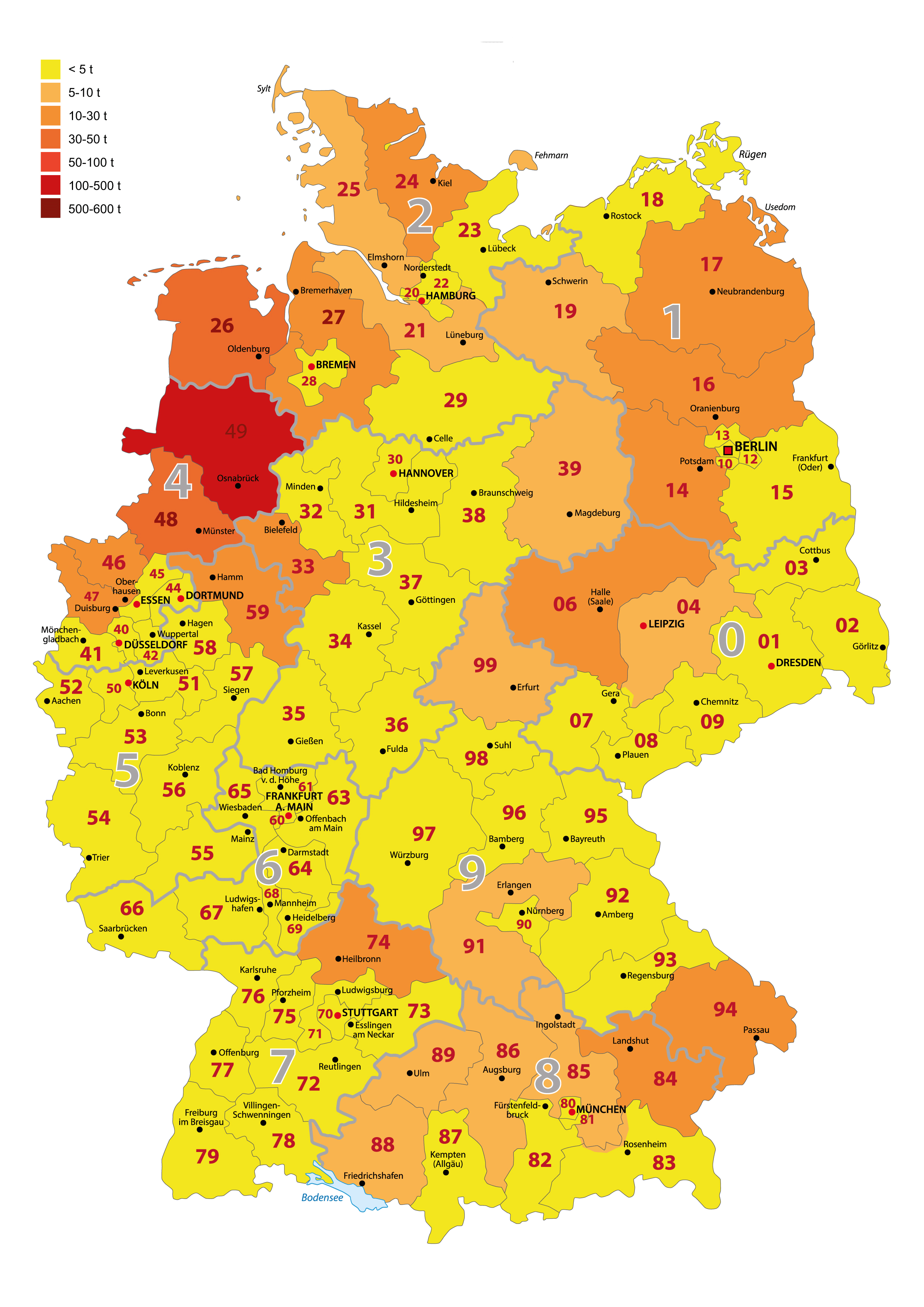 Regionale Zuordnung der Antibiotika-Abgabemengen 2016.
