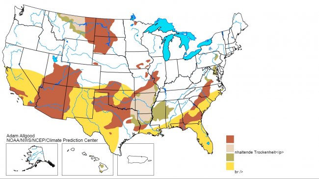 <p>Jahreszeitlich bedingte Trockenheit in den USA: 21. Dezember - 31. M&auml;rz 2018</p>
