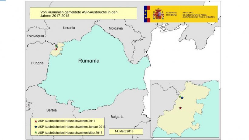 ASP-Ausbr&uuml;che in Rum&auml;nien 2017-2018 (Quelle: RASVE-ADNS)
