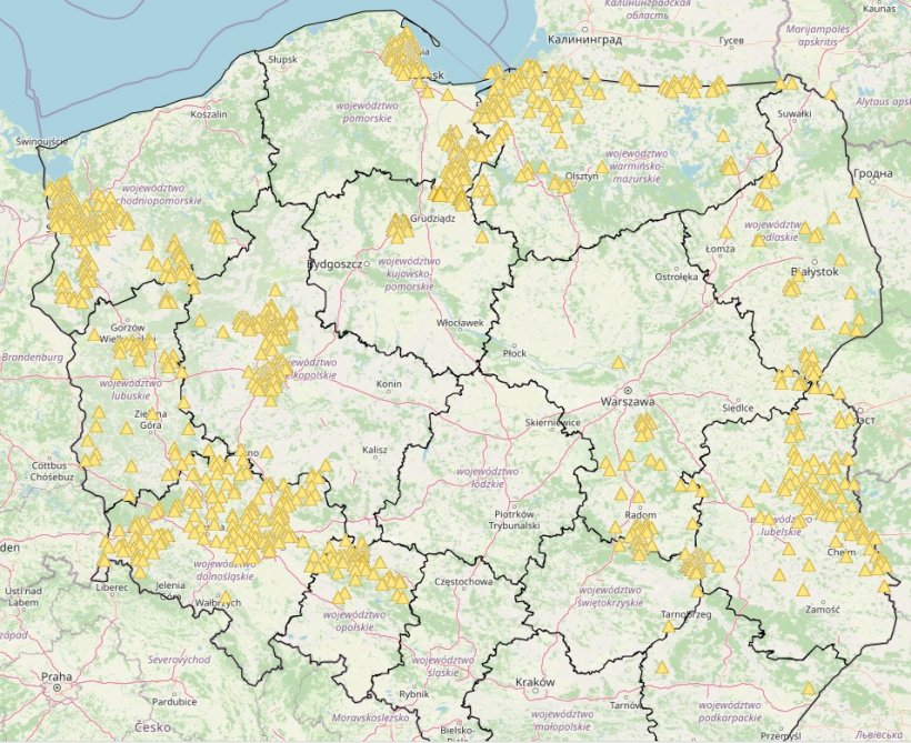 ASP-Ausbr&uuml;che bei Wildschweinen im Jahr 2024. Quelle: Oberste Veterin&auml;rbeh&ouml;rde
