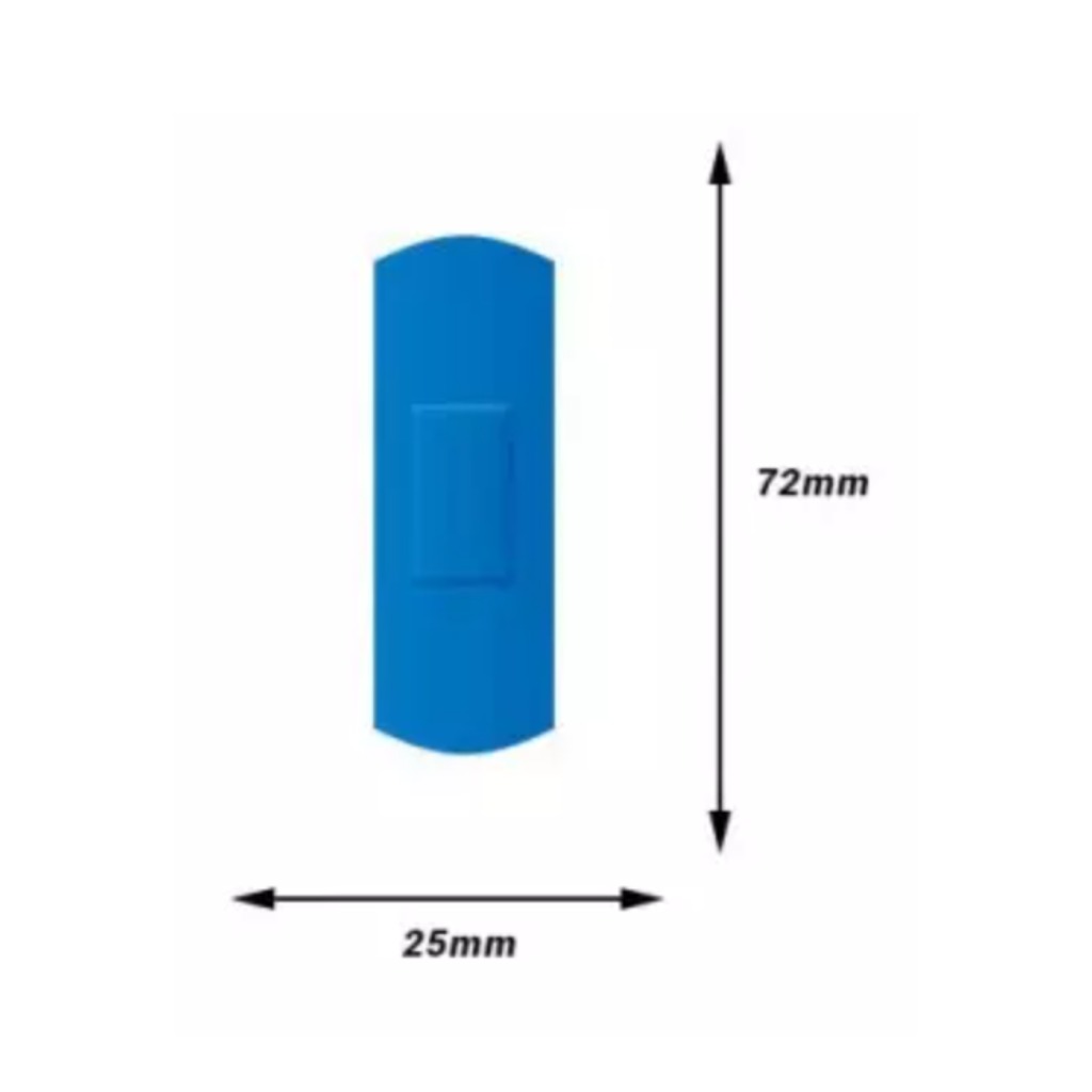 Tiritas detectables azules en caja de 100 uds 72 x 25 mm